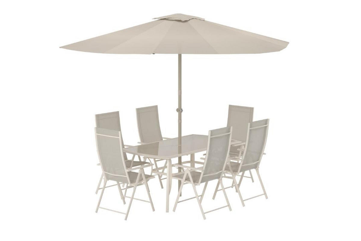 GARTENSET, Brekki, Tisch Beige, Glas, 90 x 150 x 73 cm, 7-teilig - Beige, Glas - ebuy24
