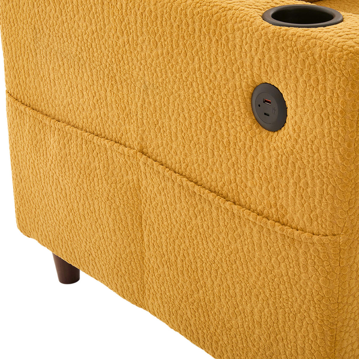 SOFA 2-Sitzer mit USB-C LED Chenille Mustard Yellow - Gelb, Kunststoff (203/86/77.5cm) - Meubliv