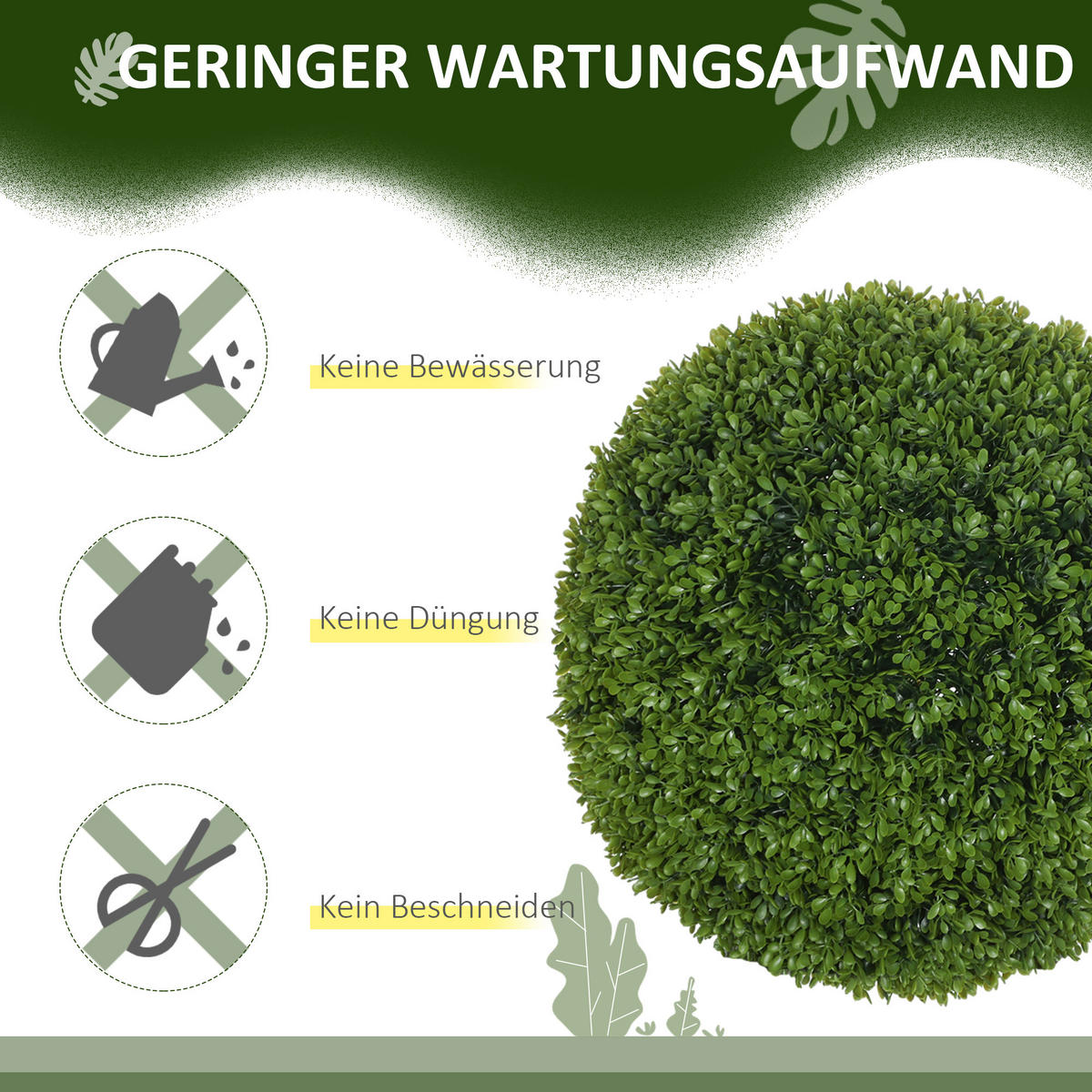 2ER Set künstliche Buchsbaumkugel 40 cm Kunstpflanze für Wohnzimmer Geschenk - Waldgrün/Grün, Kunststoff (40cm) - HOMCOM