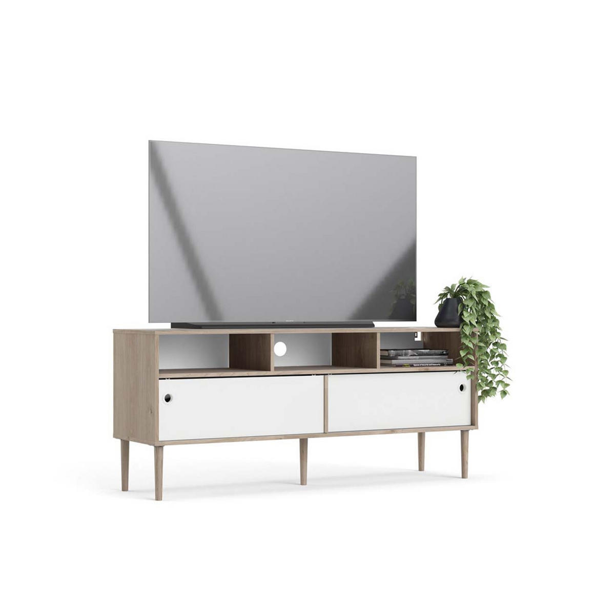 TV-ELEMENT Weiß - Weiß, Holzwerkstoff (148/64/41cm) - ebuy24