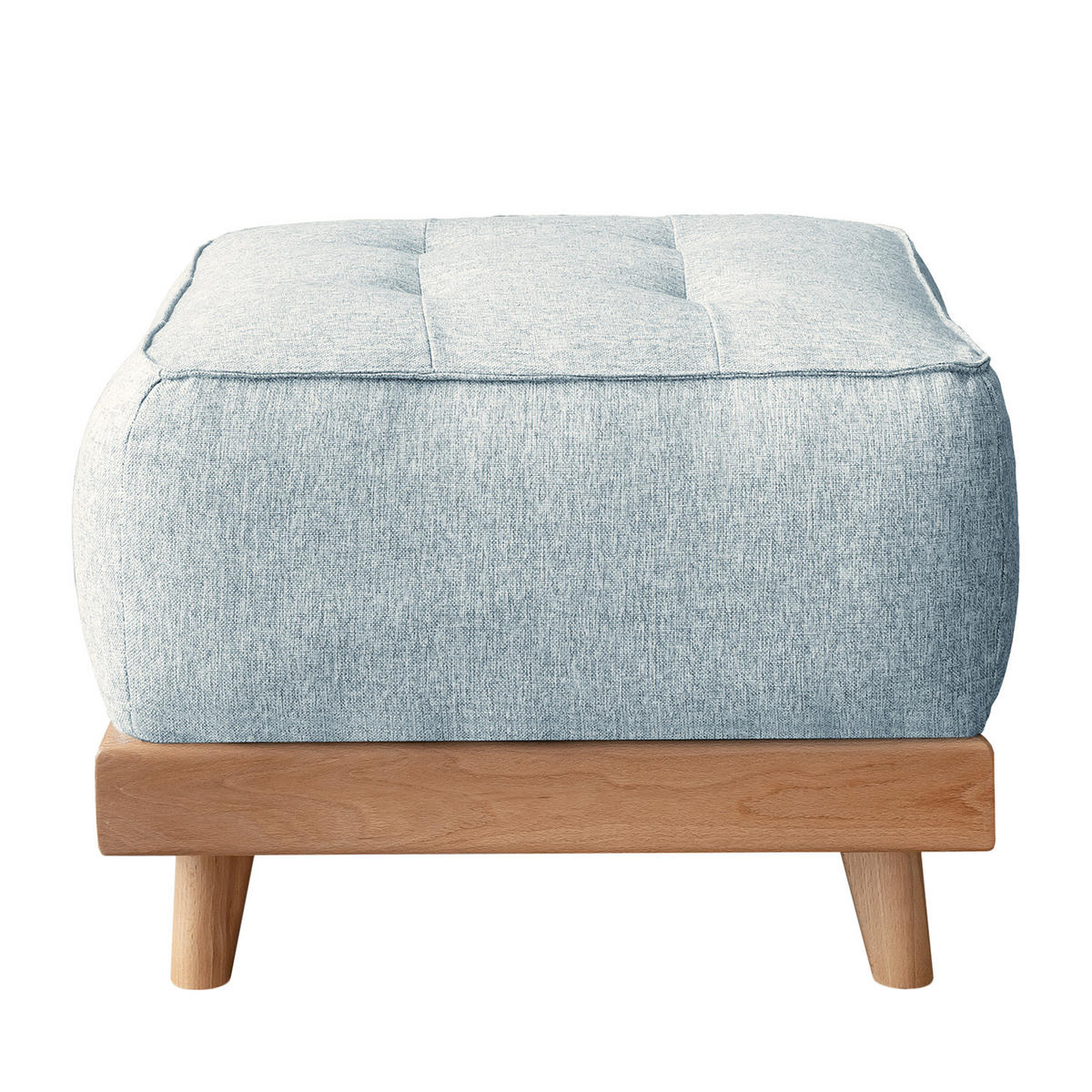 POLSTERHOCKER - Webstoff - Blau/Buchefarben, Buchenholz/Textil (60/42/60cm) - home24