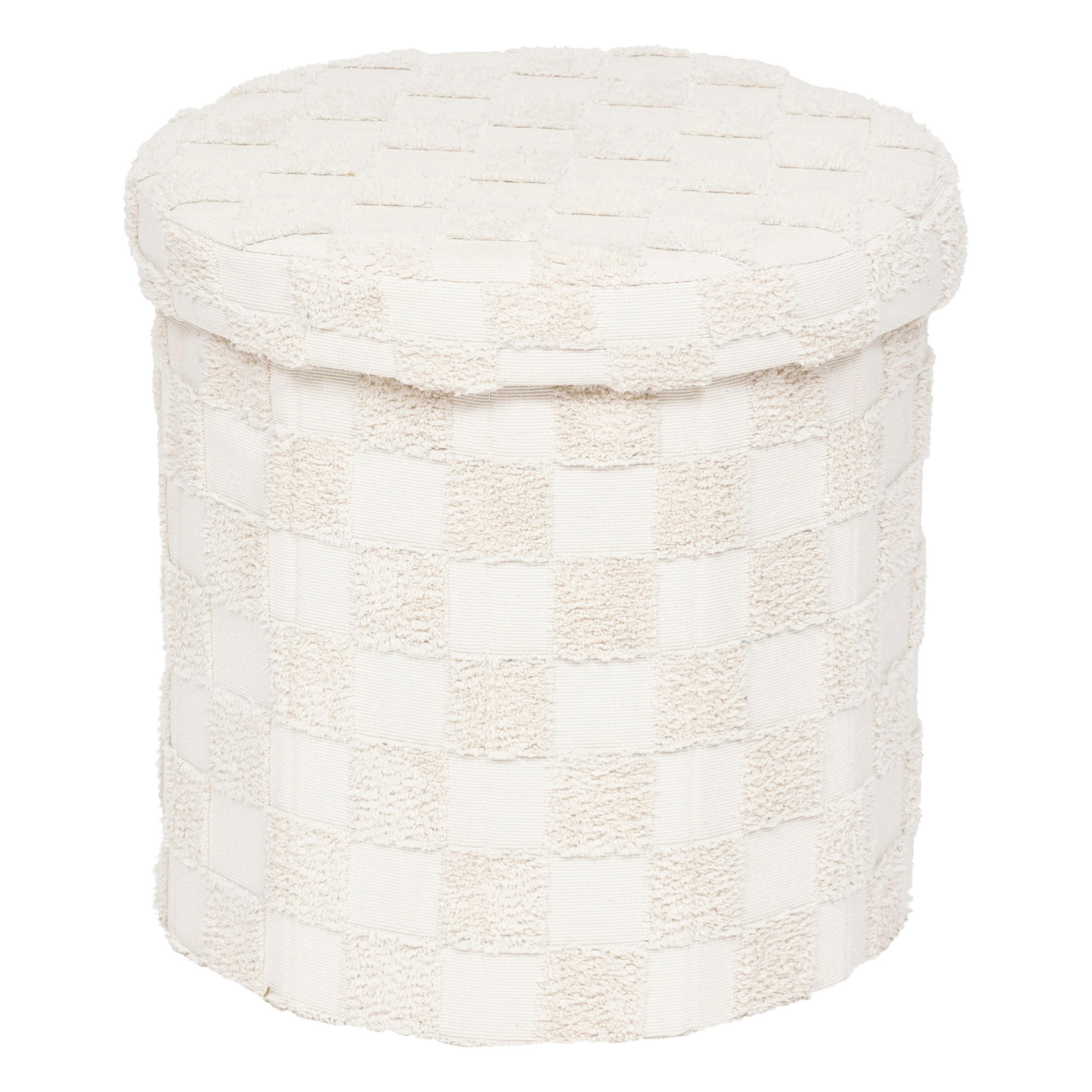 POUF tufted Pasti 38/38/38 cm - Weiß, Holzwerkstoff (38/38/38cm) - Atmosphera Createur d´interieur