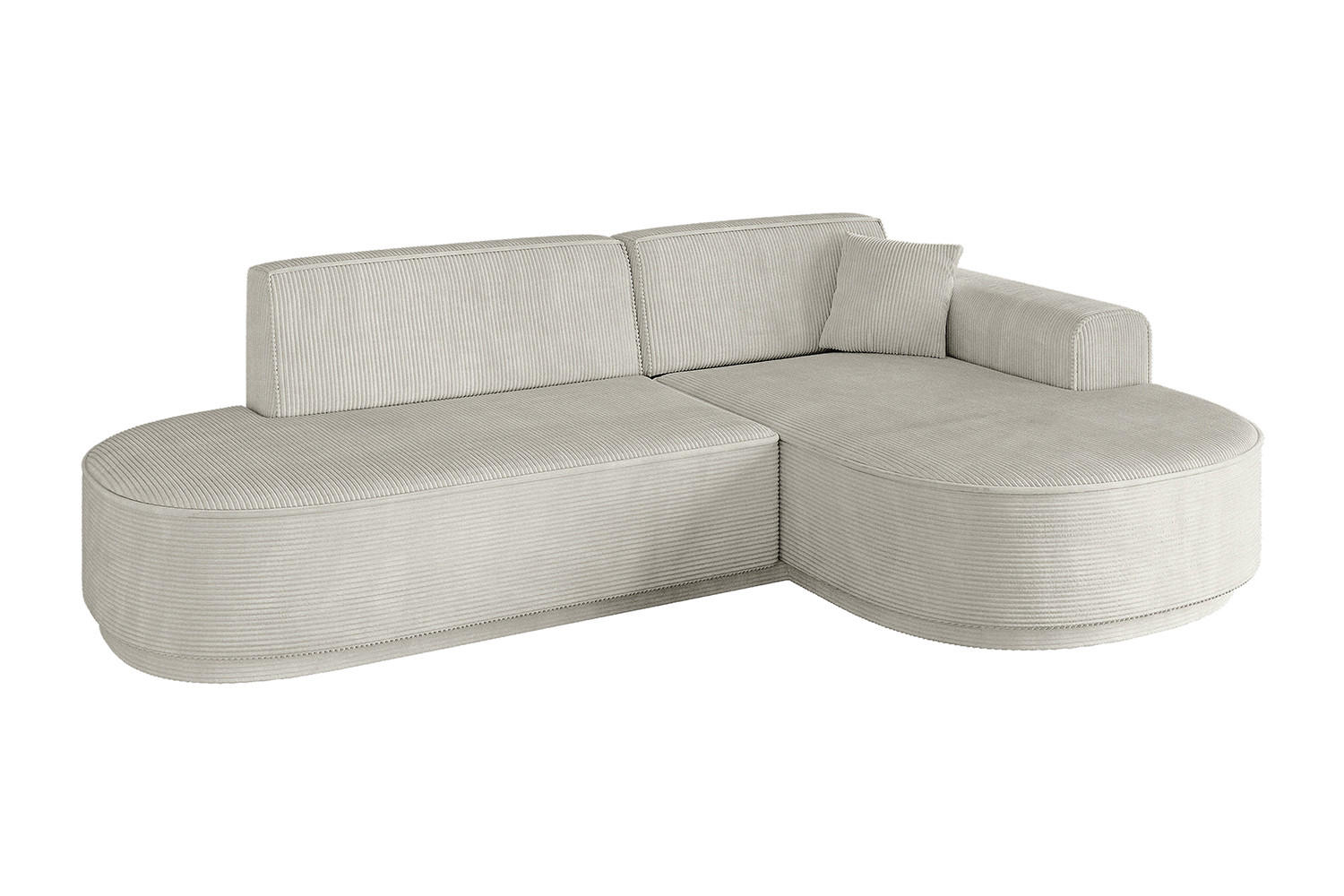 ECKSOFA Ottomane Rechts MARI-L1 - 232x163x81 cm Hellgrau Cord - Hellgrau/Schwarz, Holzwerkstoff/Kunststoff (234/163cm) - ALTDECOR