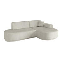 ECKSOFA Ottomane Rechts MARI-L1 - 232x163x81 cm Hellgrau Cord - Hellgrau/Schwarz, Holzwerkstoff/Kunststoff (234/163cm) - ALTDECOR
