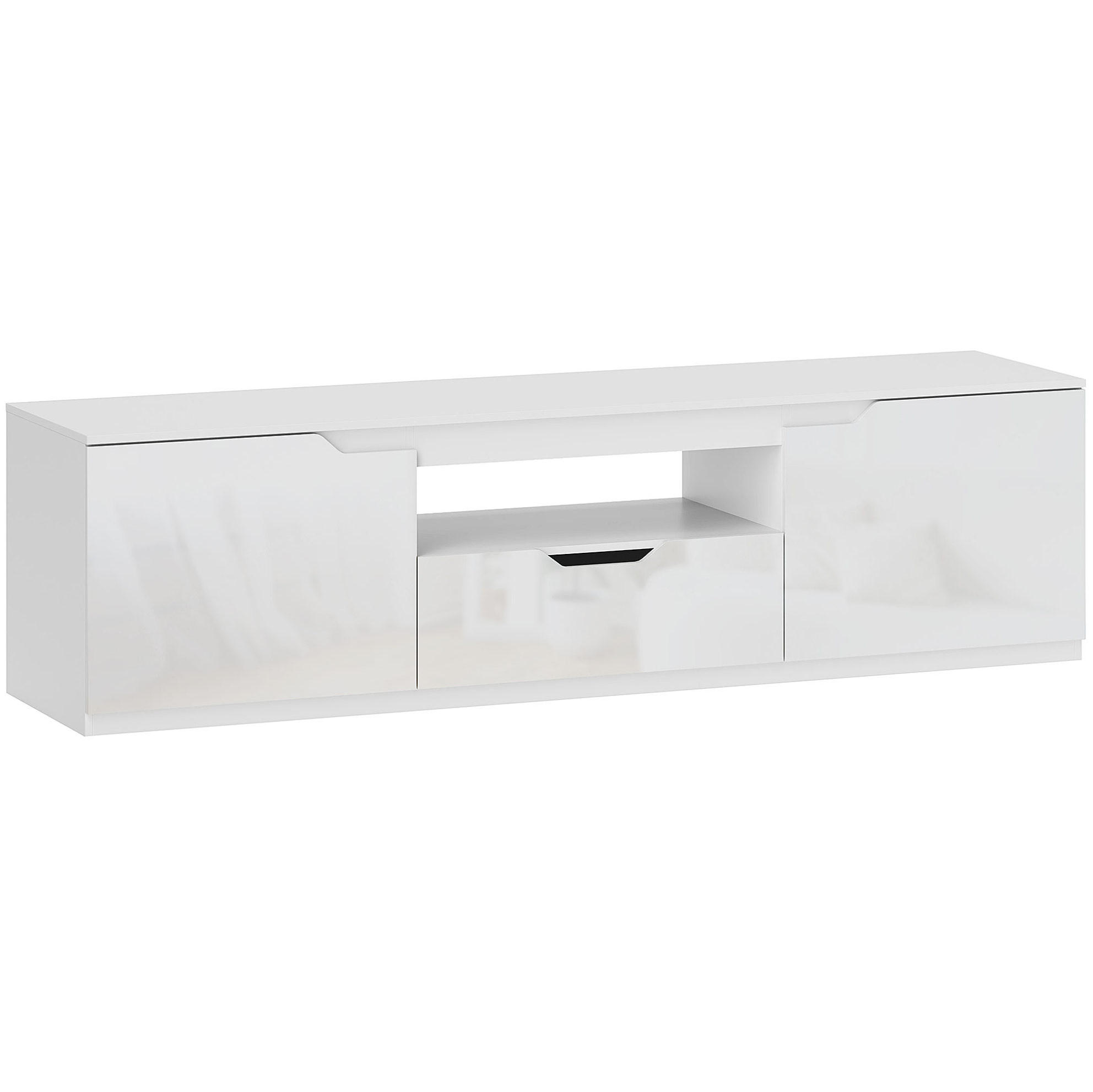 TV-LOWBOARD 38/160/43 cm aus Holz mit 2 Türen, Schublade und Kabelmanagement, Weiß - Weiß, Holzwerkstoff (160/43/38cm) - Redom
