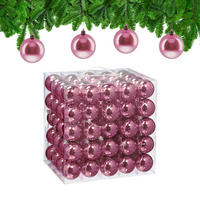 100XWEIHNACHTSKUGELN - Rosa, Kunststoff (6/7/6cm) - Relaxdays