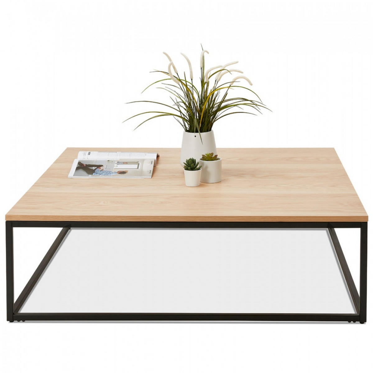 LOUNGETISCH Beige 110x110x35 cm - Beige/Schwarz, Holz/Metall (110/110/35cm) - AlterEgo