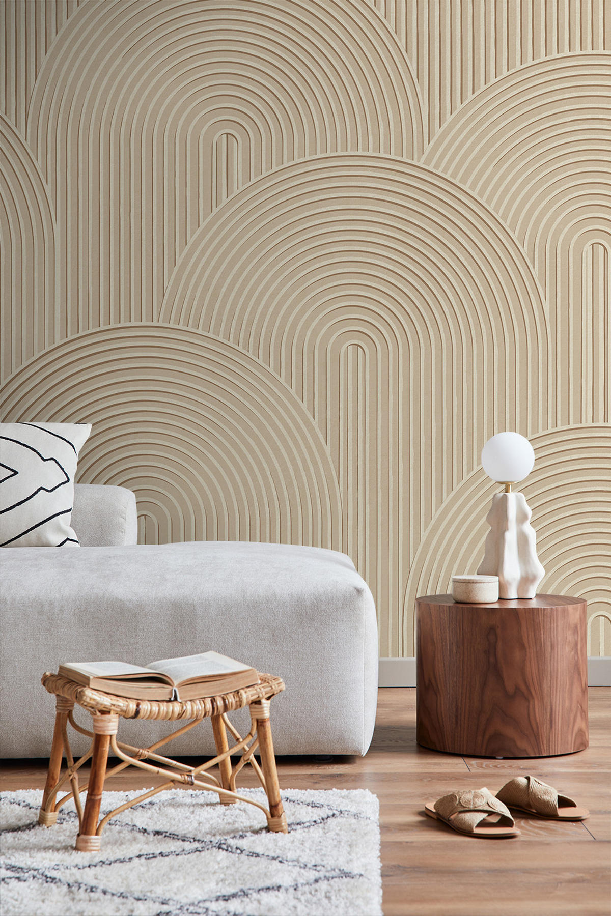 FOTOTAPETE 3D Muster 250 x 279 cm - Beige, Papier (250/279cm) - ESTAhome