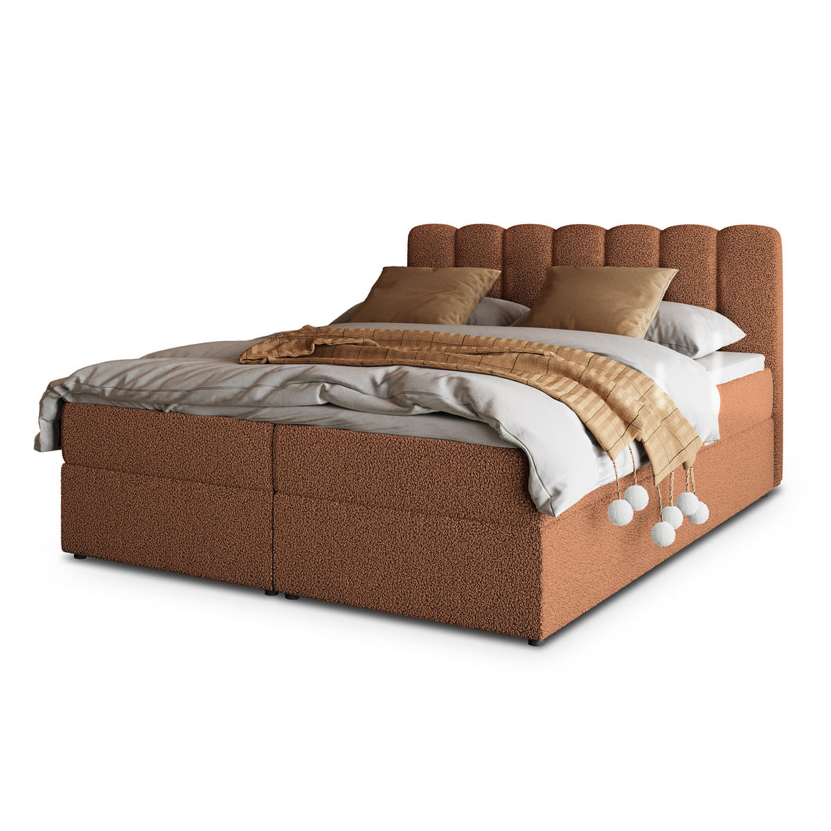 POSTEL BOXSPRING SOLIA 180x200 cm, s matrací a úložným prostorem, měděná - měděná, kompozitní dřevo/textil (180/200cm) - MASSENO