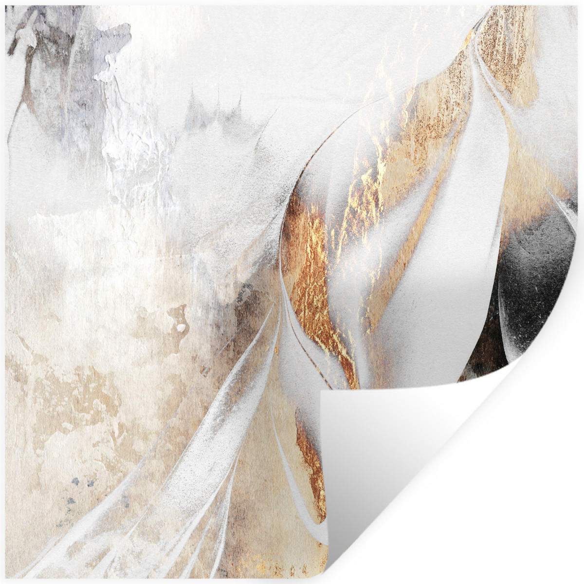WANDTATTOO Luxus - Abstrakt - Gold - Weiß 50x50 cm - Goldfarben, Kunststoff (50/50/0.1cm) - MuchoWow