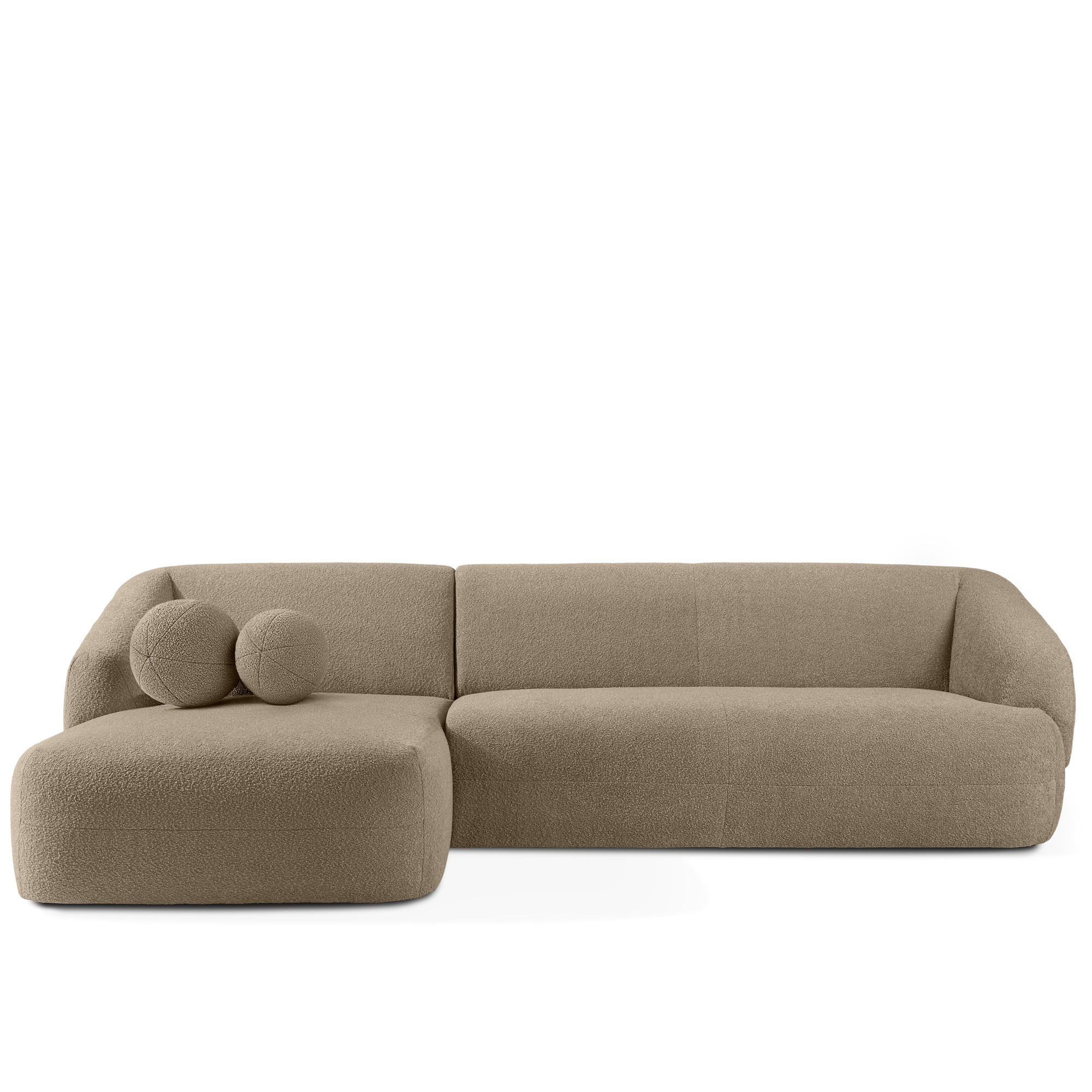 ECKSOFA LINKS VIRA, Beige, Bouclé - Beige/Schwarz, Holz/Holzwerkstoff (300/160cm) - KONSIMO®