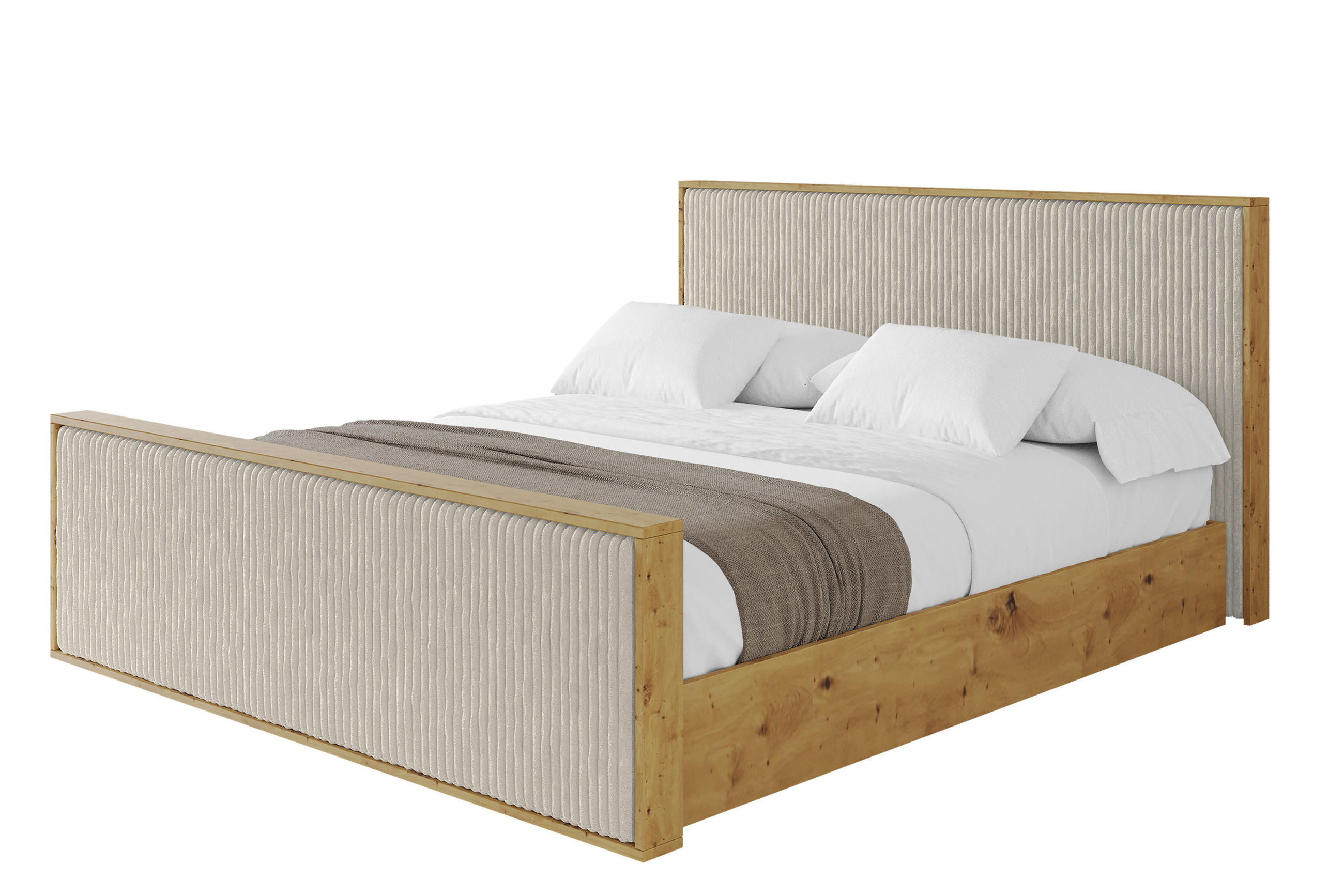 POLSTERBETT mit Bettkasten und Lattenrost, Boxbett mit Stauraum und Kopftei ohne Matratze - ENZO10 180x200 Creme - Beige, Holzwerkstoff/Textil (180/200cm) - ALTDECOR