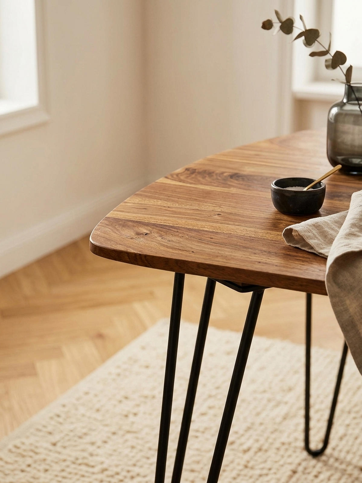 ESSZIMMERTISCH – Massivholz Braun 80x80x76 cm Modern abgerundete Ecken - Schwarz/Braun, Holz/Metall (80/80/76cm) - KADIMA DESIGN