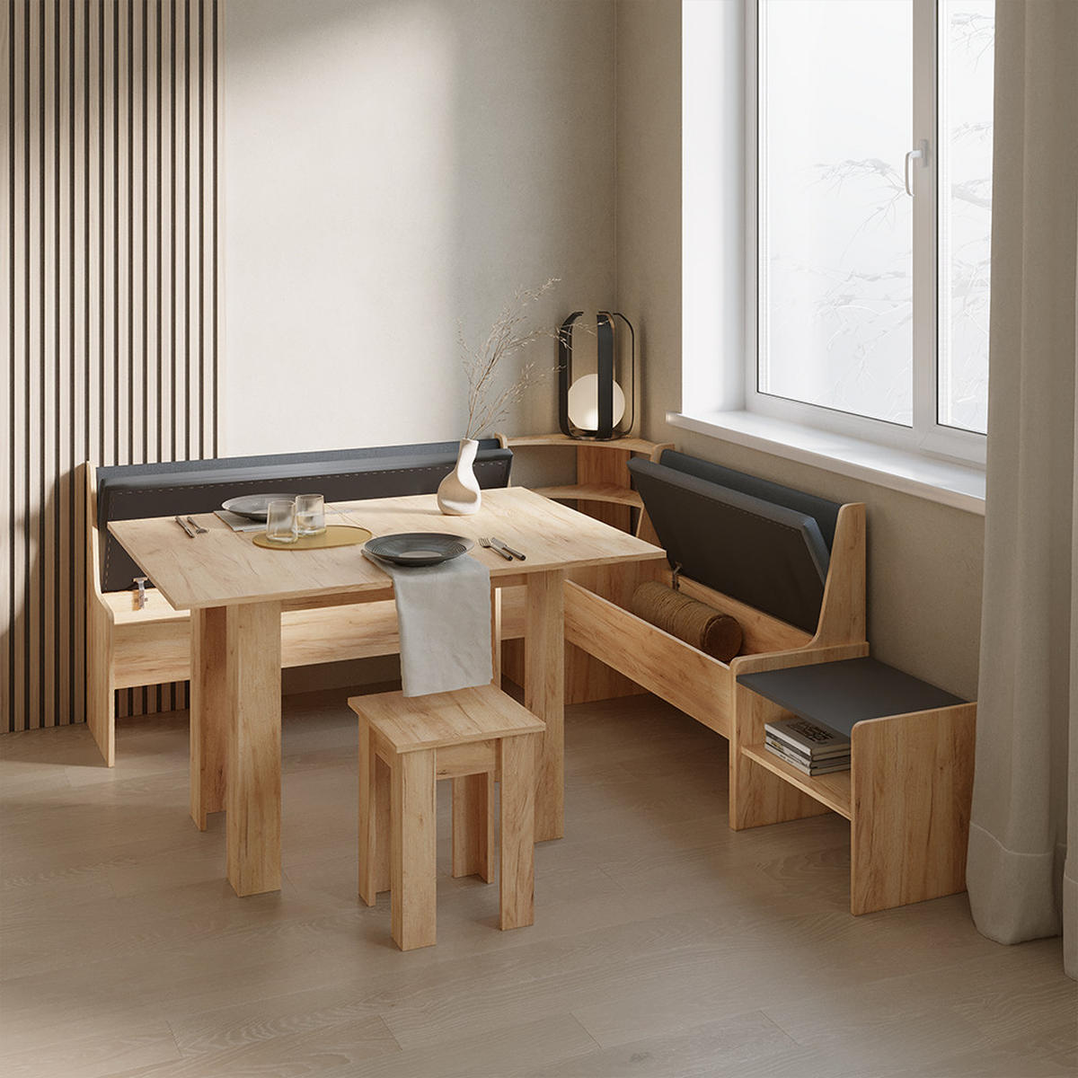 ESSZIMMERBANK Tiberio Sandeiche 53.5 x 41.1 cm - Sonoma Eiche, Holzwerkstoff (53.5/45.5/41.1cm) - Livinity®