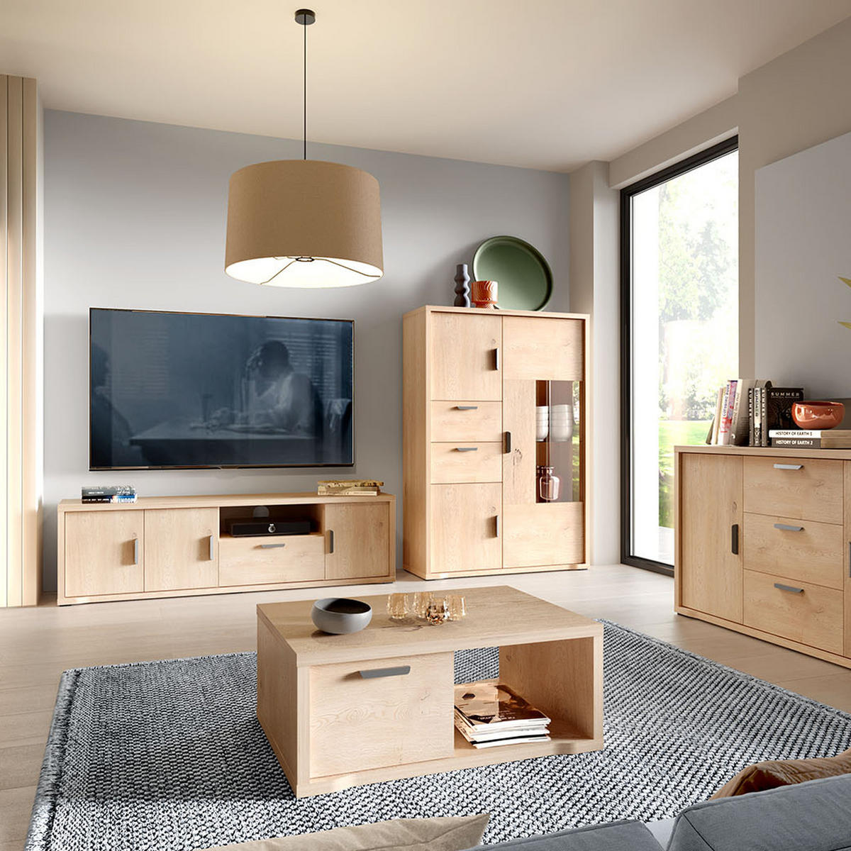 COUCHTISCH Grande G-10 90 x 58 x 37 cm Eiche Cremona - Beige, Holzwerkstoff (58/90/37cm) - Koseto