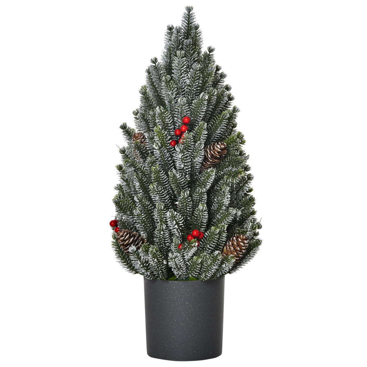 WEIHNACHTSBAUM DE-41617 Mini 50 cm, Tannenzapfen und rote Beeren Mehrfarbig - Grün, Kunststoff (47cm) - ComfortXL