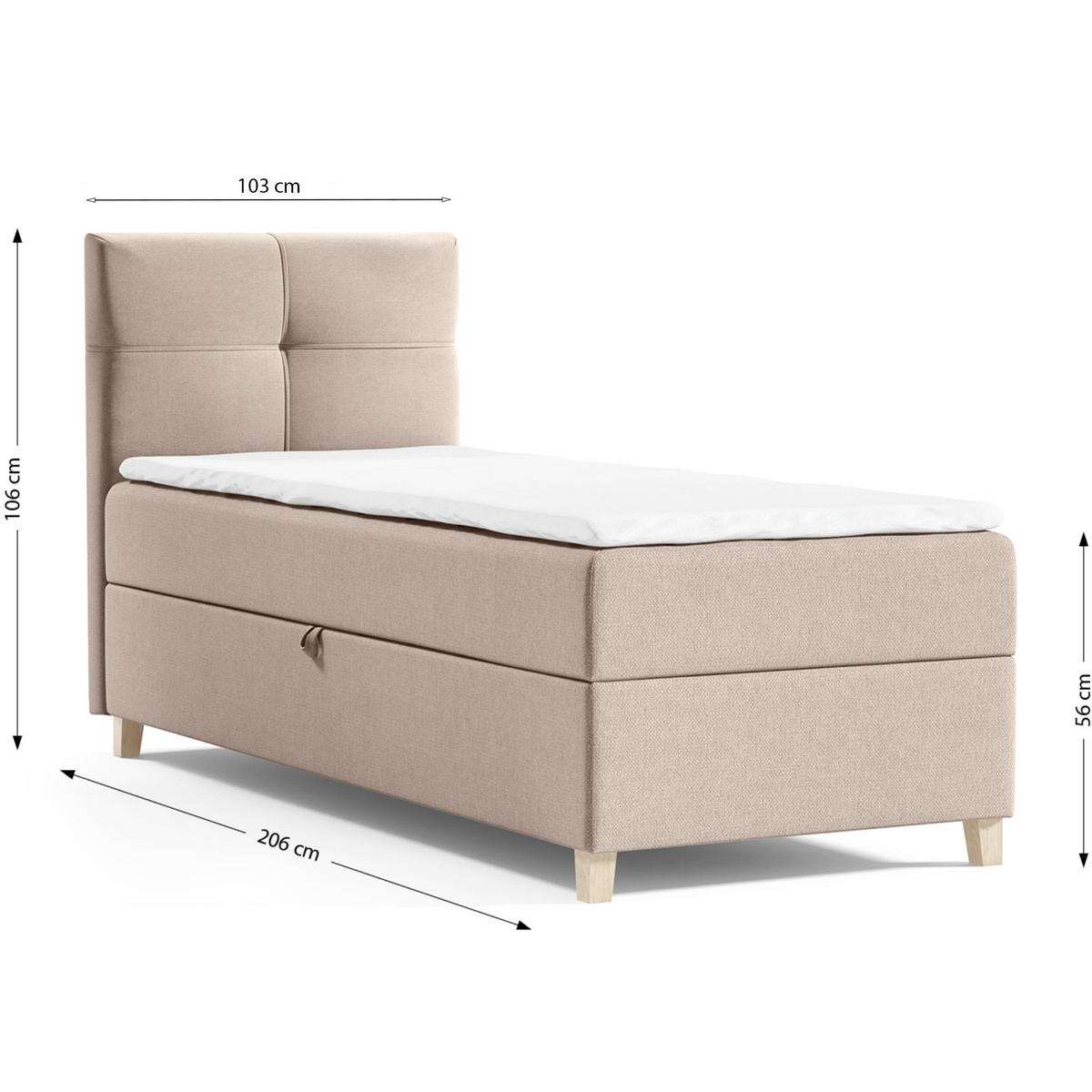 POLSTERBETT Helen Mini 103/206/106 grau - Grau, Holzwerkstoff/Textil (100/200cm) - Beautysofa