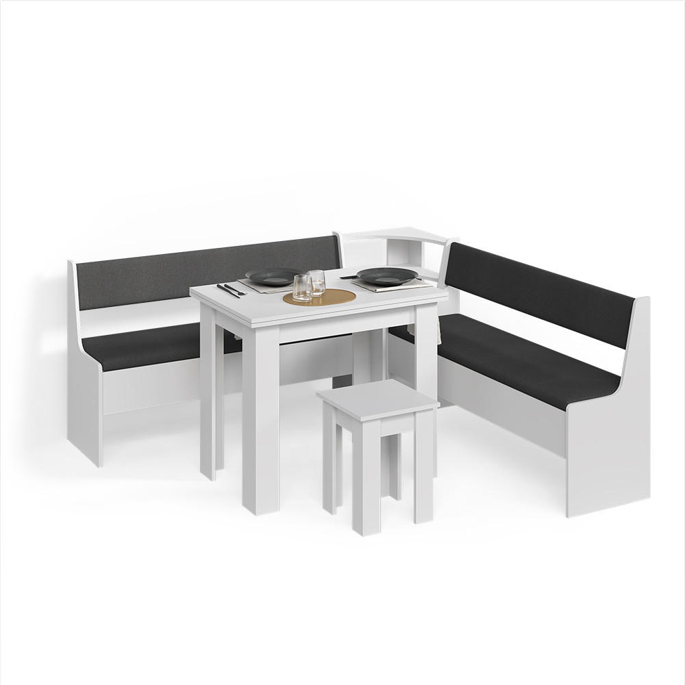 Livinity® ROHOVÁ LAVICE Tiberio Bílá 180 x 180 cm se stolkem