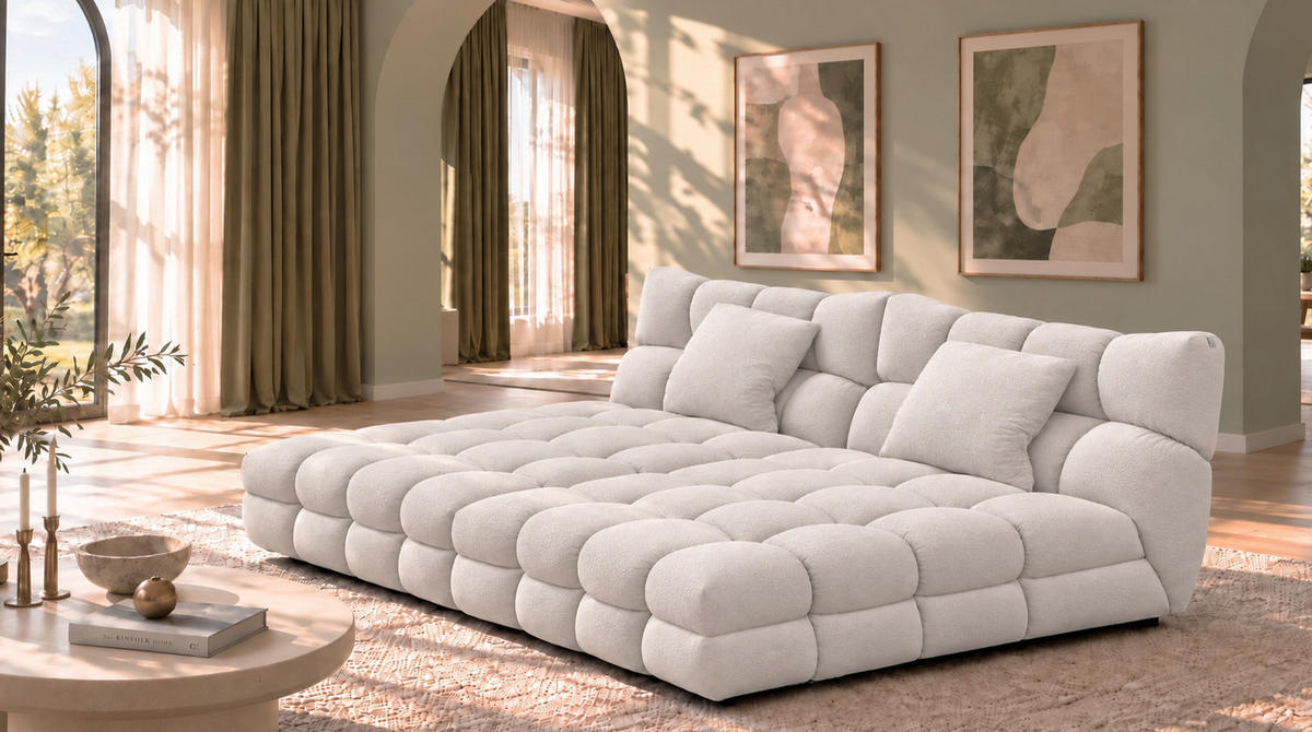BIG SOFA AMIA Hellgrau Velvet - Hellgrau/Schwarz, Kunststoff/Textil (290/86/178cm) - KAWOLA