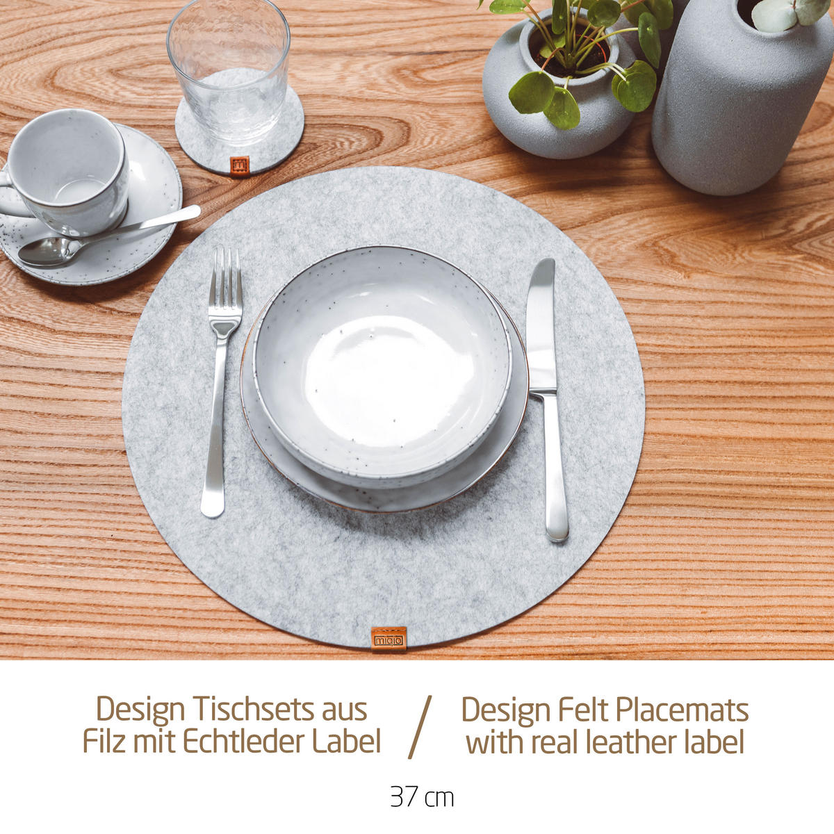 TISCHSETS Glasuntersetzer 12er-Set - Hellgrau, Textil (37cm) - Miqio Design