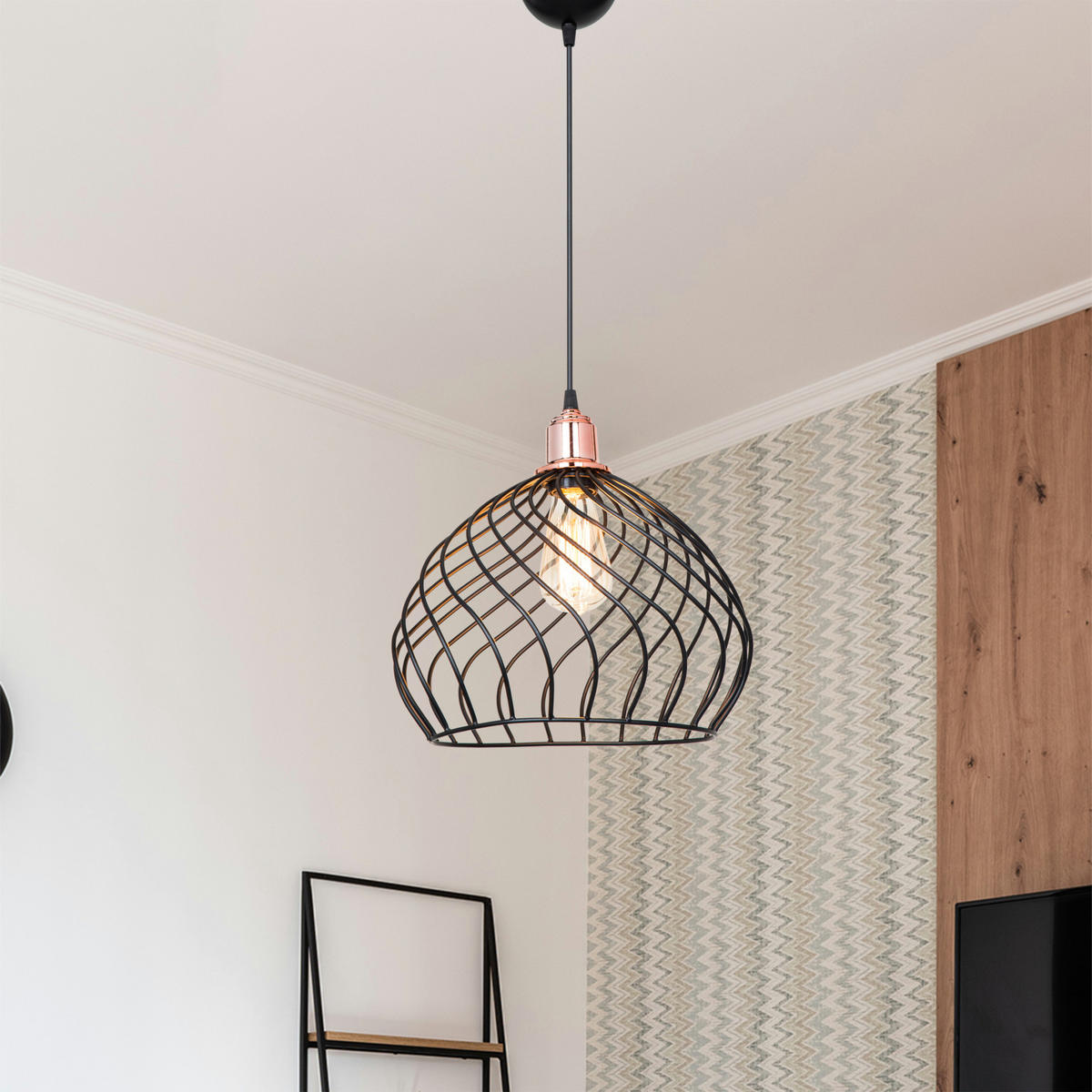 HÄNGELEUCHTE Bognor Regis - Schwarz, Metall (31/31/71cm) - lux.pro