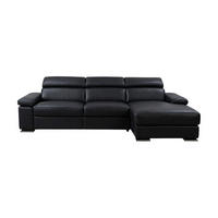 ECKSOFA Plutone Echtleder Schwarz - Schwarz, Leder/Metall (165/286cm)