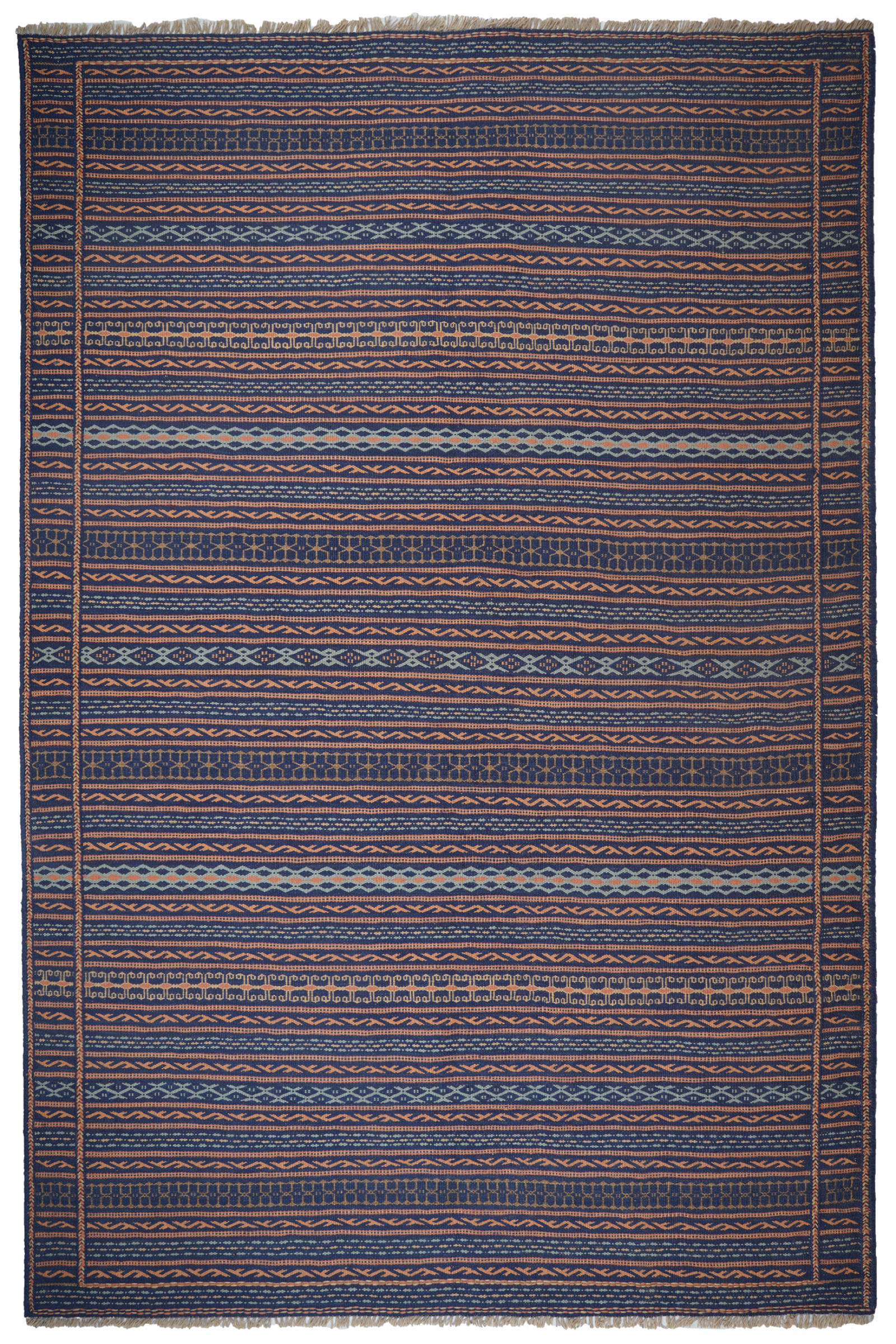 HANDWEBTEPPICH Kelim Kordi Blau 240/170 cm Schurwolle - Blau, Textil (170/240cm) - Looma