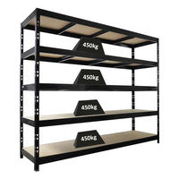 SCHWERLASTREGAL Rhino 200x240x70 cm 5 Spanplatten-Ebenen 8mm Fachlast 450 kg Schwarz - Schwarz, Metall (240/200/70cm) - PROREGAL