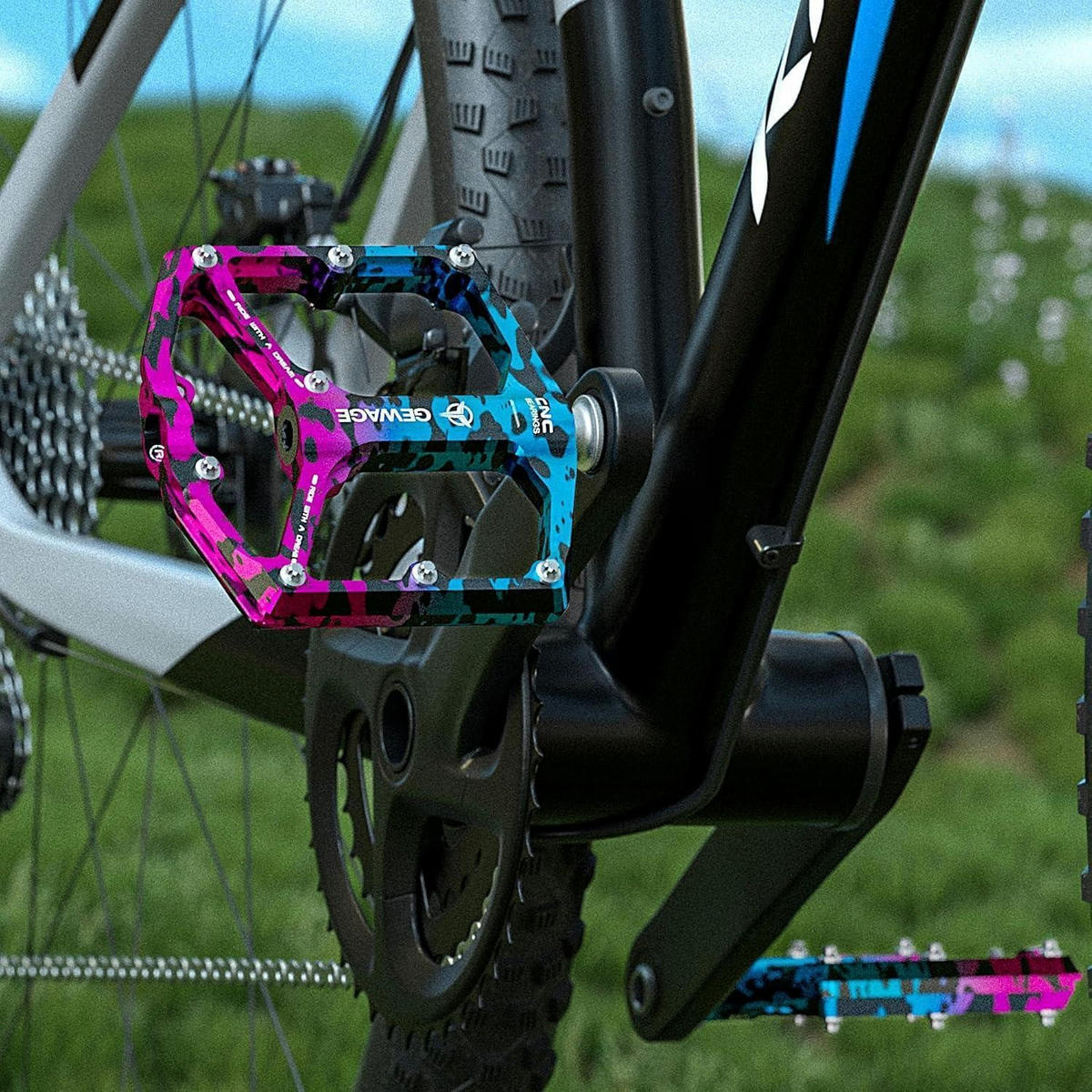 FAHRRADPEDALE Rennrad/Mountainbike 3 Lager Aluminiumlegierung Tarnmuster - Multicolor, Metall (10/1.4/10.4cm)