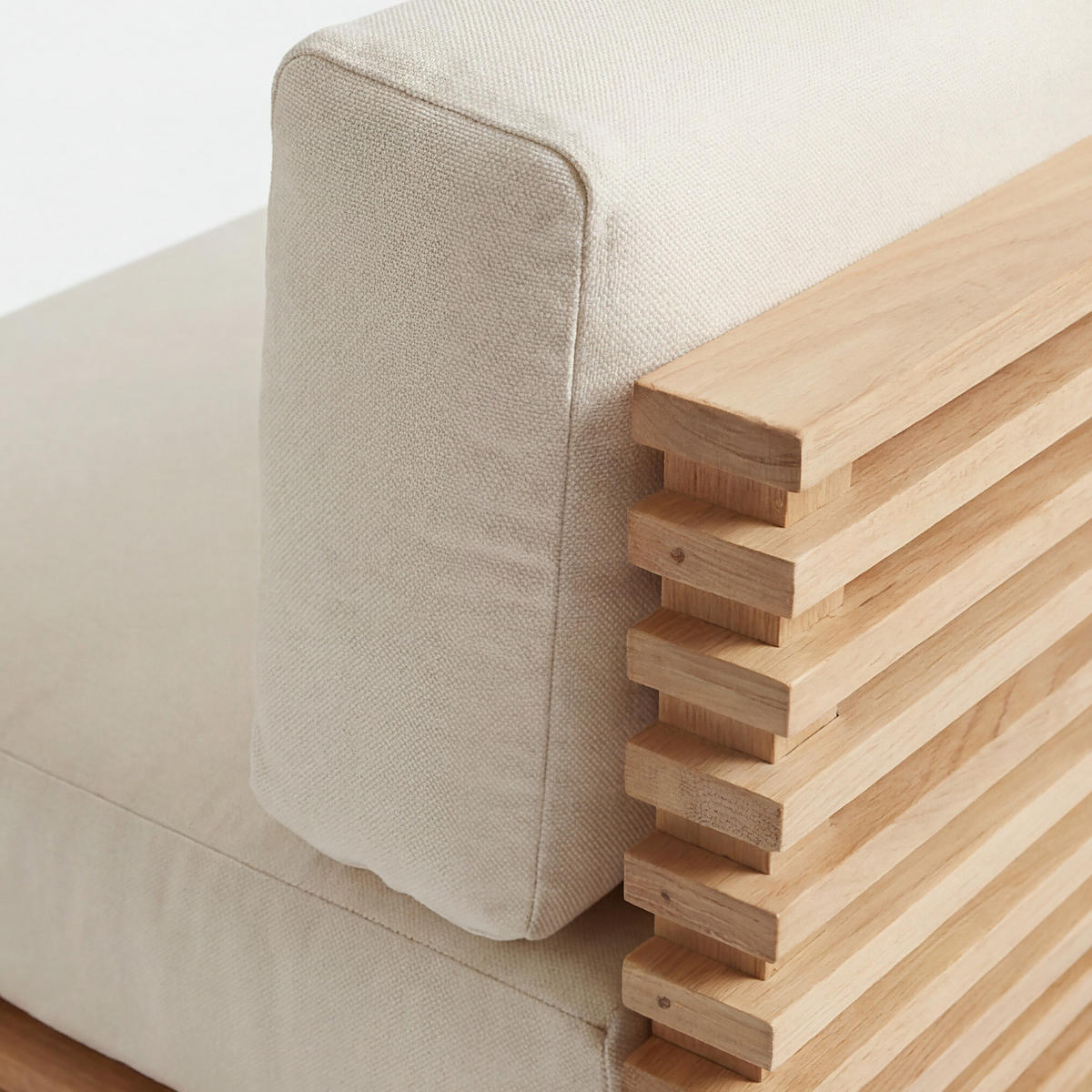 LOUNGESESSEL - Akazie massiv / Webstoff - Braun / Grau - Beige, Holz/Textil (75/64/75cm) - home24