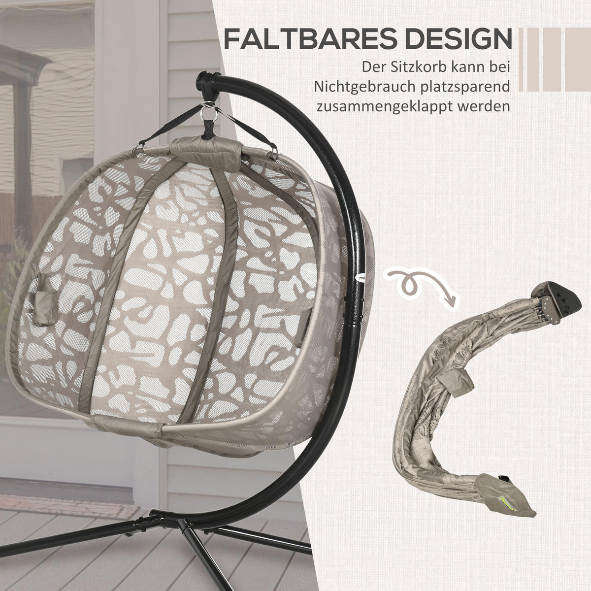 HÄNGESESSEL, Stahl, Polyester, Sand - Sandfarben, Kunststoff/Metall (103/172/130cm) - Outsunny