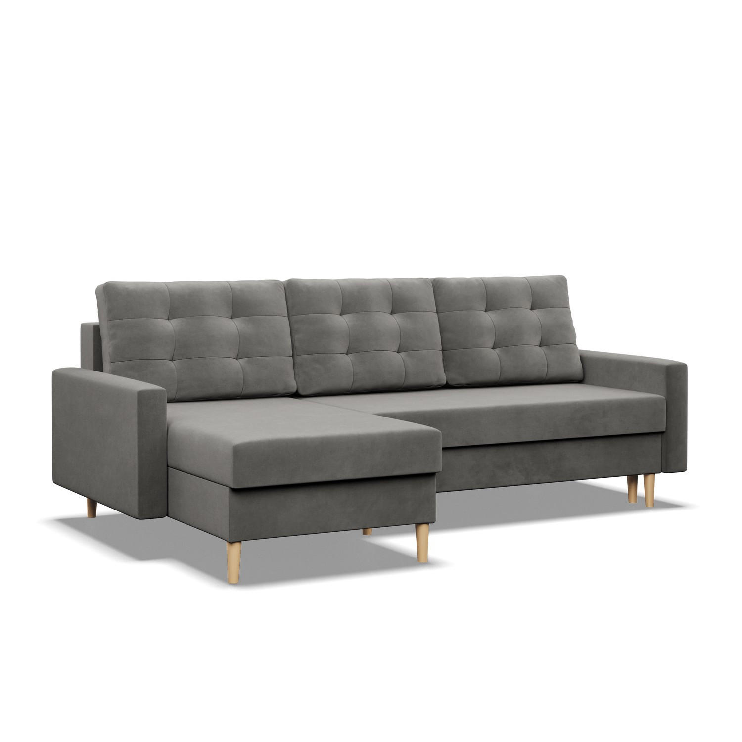 ECKSOFA MIT SCHLAFFUNKTION BLANK, Hellgrau - Grau, Textil (223/140cm) - Mebligo