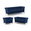 SITZGARNITUR 3+2+1 Chesterfield Whitby Marineblau Samt mit goldenen Füßen - Blau/Goldfarben, Holz/Textil (237/78/82cm) - S-Style Möbel