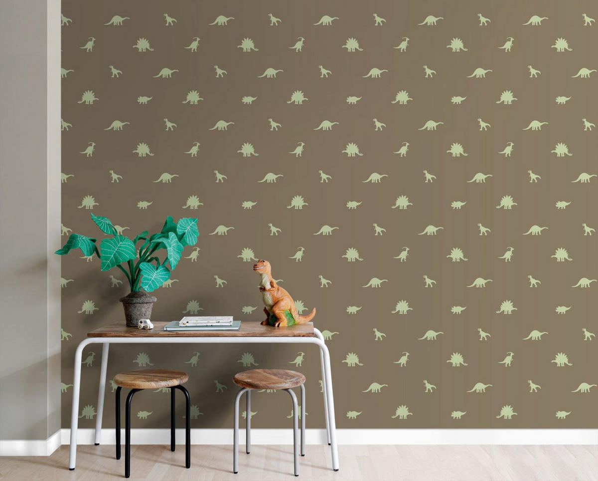 TAPETE Dinosaurier 50 x 900 cm - Grün, Papier (50/0.1cm) - ESTAhome