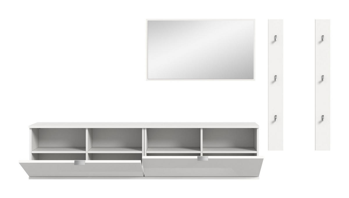 GARDEROBE Systemmöbel Projekt X 5tlg. Kombination , ca.237x191x37 cm - Weiß, Holzwerkstoff (237/191/37cm)