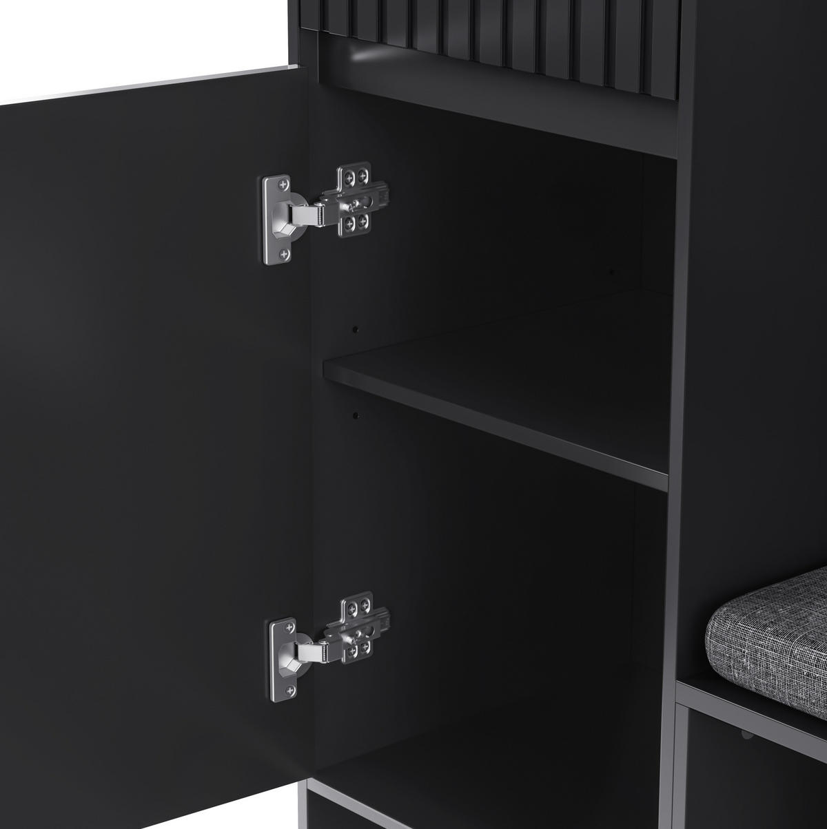GARDEROBE 100/180/35 cm Schwarz aus MDF mit Sitzbank - Schwarz, Holzwerkstoff (35/180/100cm) - OKMYHOME
