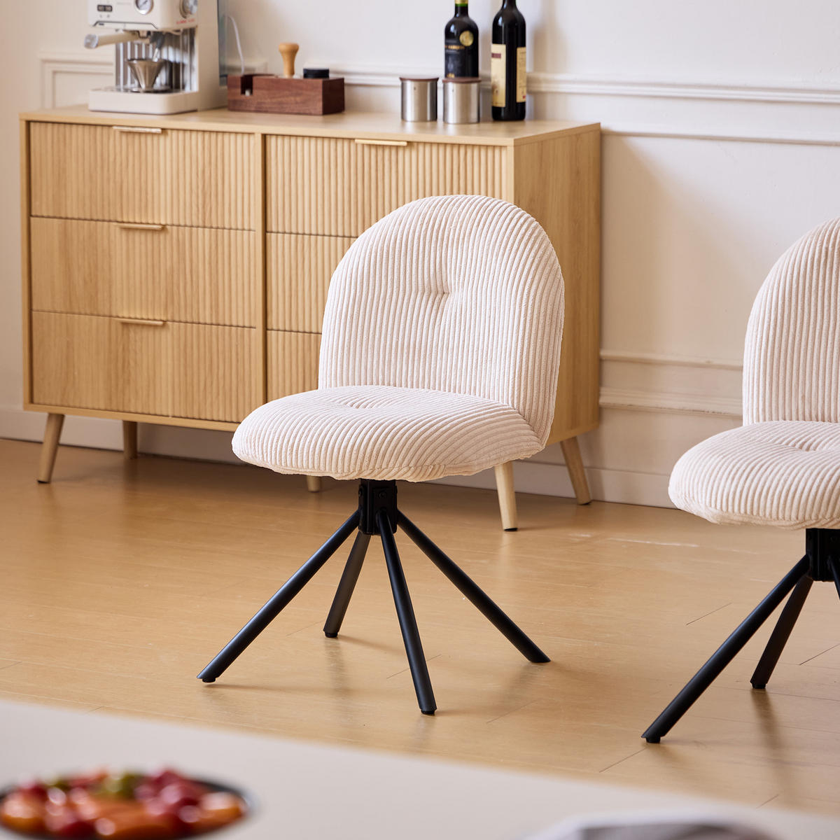 STUHL 2er-Set Kord Beige - Beige, Holz (59.5/81.5/46cm) - Nordlys