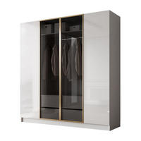 KLEIDERSCHRANK ATRIUM GLOSS 200/57/210 cm Push-to-Open mit LED-Beleuchtung - Weiß, Holzwerkstoff (200/210/57cm) - Lookway
