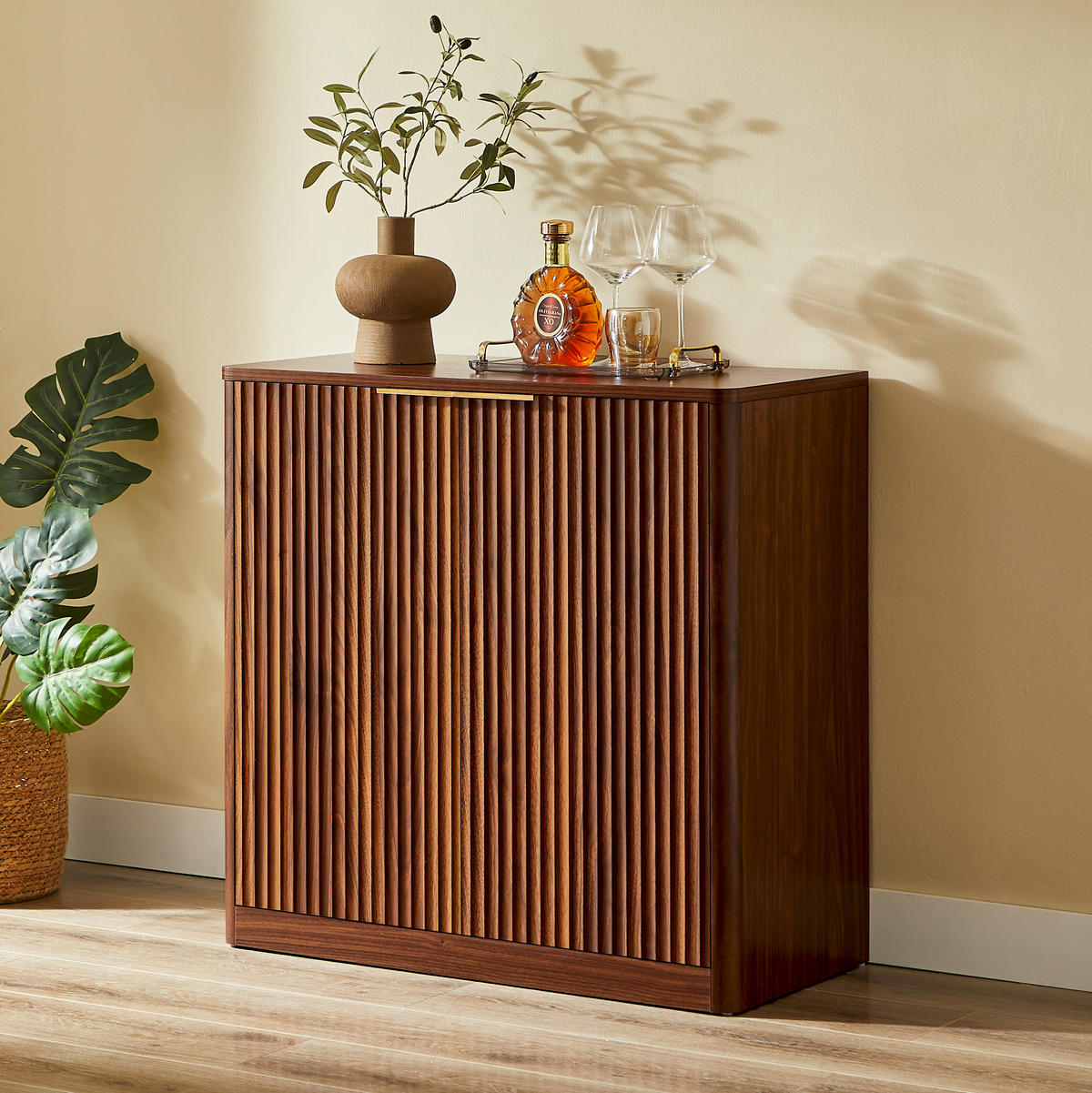 SIDEBOARD DE-38846 80/40/80 cm Vertiefungspanelen und verstellbare Ablagen Braun - Braun, Holzwerkstoff (80/80/40cm) - ComfortXL