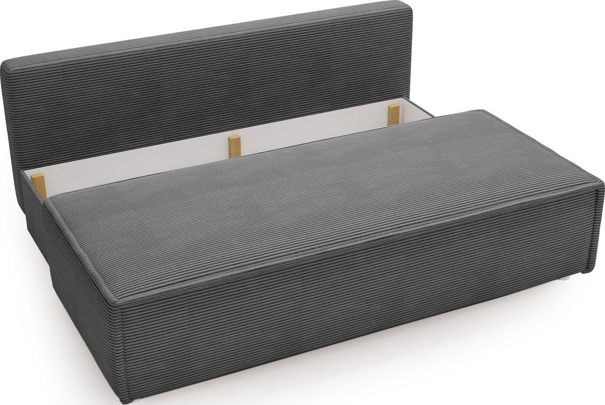 SCHLAFSOFA Diana mit Bettkasten, Grau 200/89/100 cm - Edelstahlfarben/Grau, Textil/Metall (200/89/100cm) - WFL GROUP