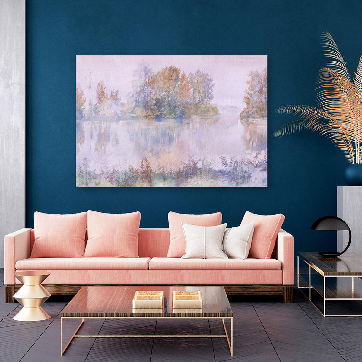 WANDBILD seeblick - Lila, Textil (60/40cm) - Feeby