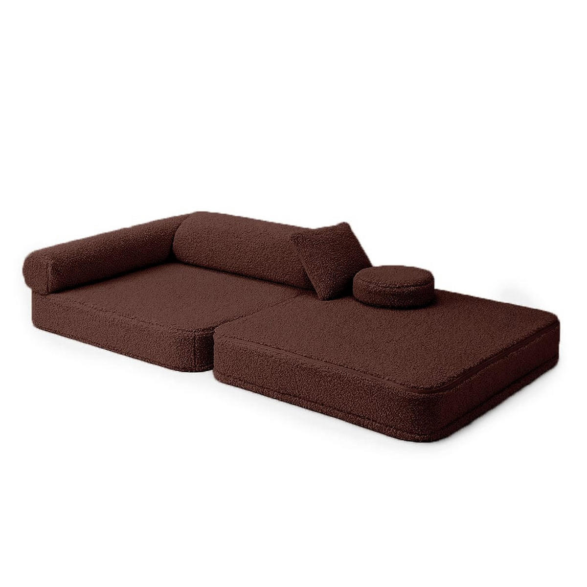 KINDERSESSEL modular 3-in-1 ausklappbar aus Teddystoff in Braun - Dunkelbraun, Textil (1000/50/50cm) - MeowBaby