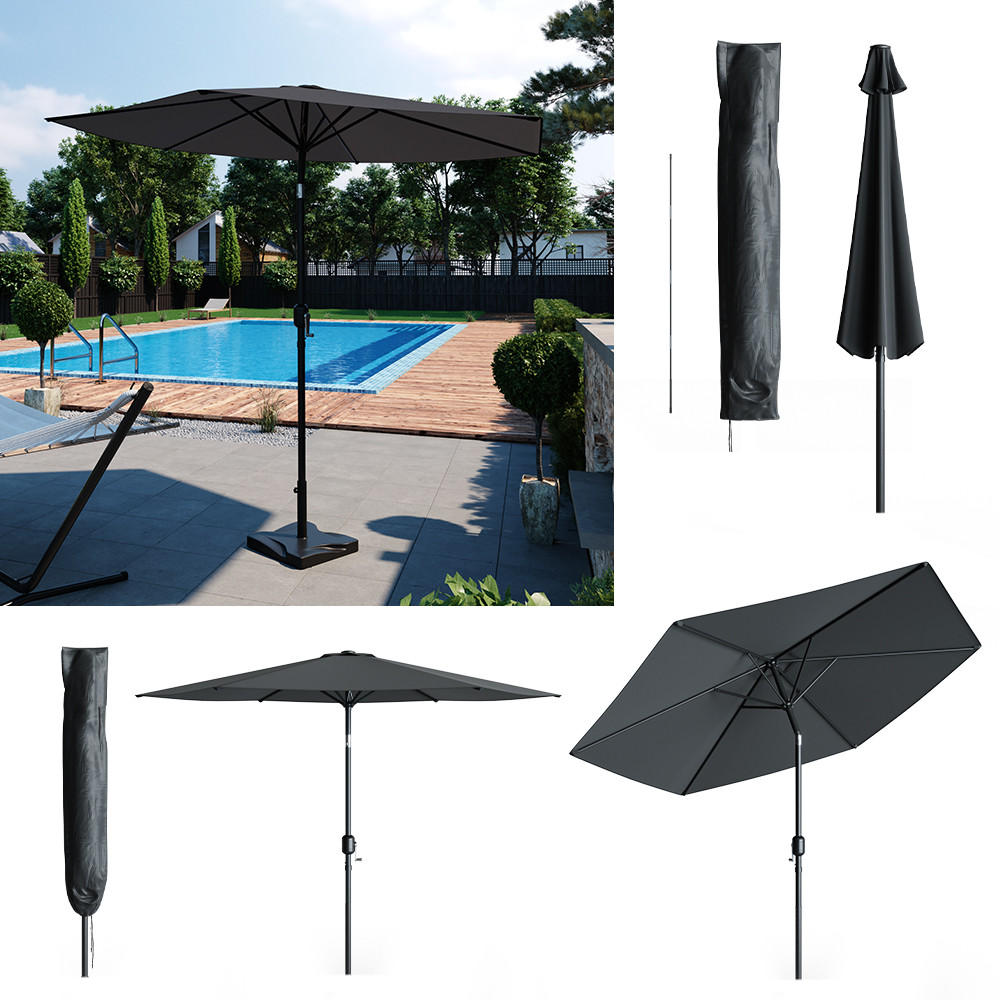 AMPELSCHIRM Anthrazit 270 cm mit Schutzhülle - Anthrazit, Metall (270/234cm) - OK-Living