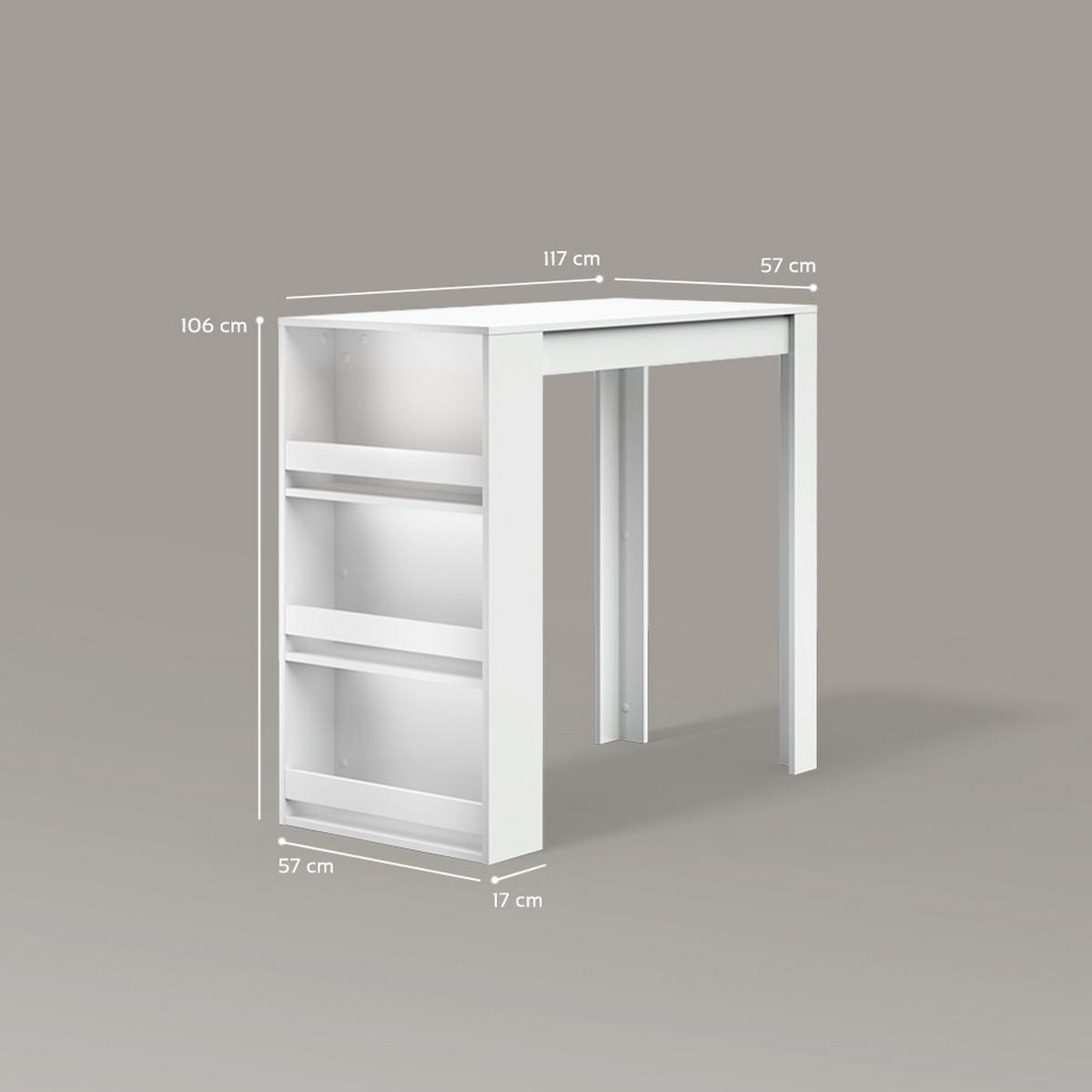 BARTISCH Regusa Weiß 57 x 117 cm - Weiß, Holzwerkstoff (117/57/106cm) - Livinity®