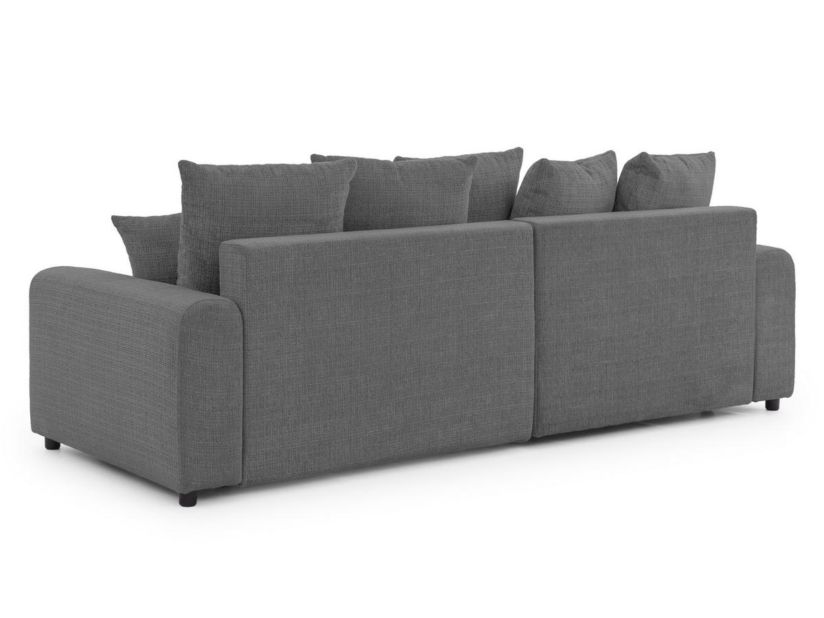ECKSOFA Calma mit Schlaffunktion und Bettkasten im Bumpy-Design aus weichem Grau Chenille-Stoff - Ottomane links - Beige/Schwarz, Holz/Kunststoff (140/239cm) - S-Style Möbel