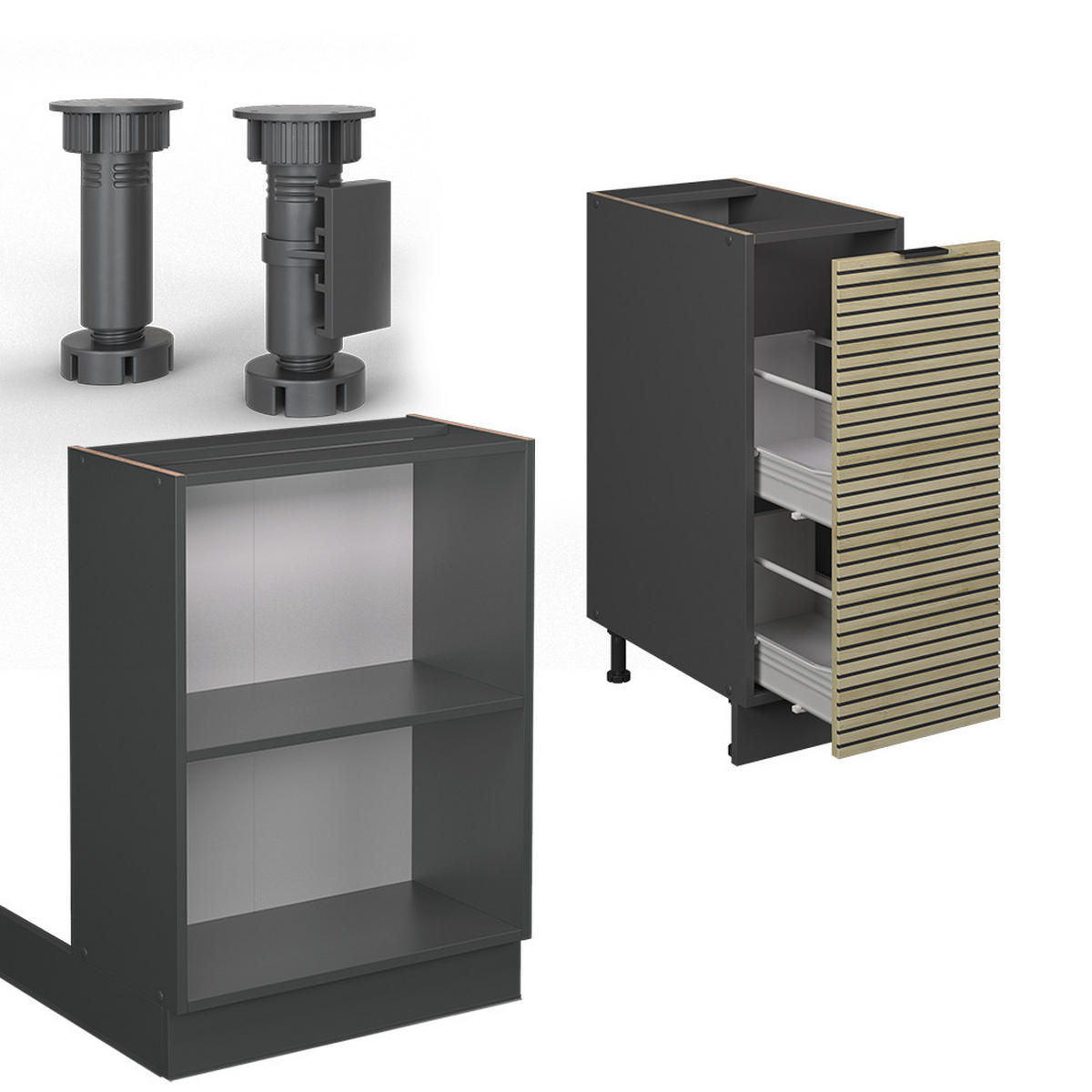 KÜCHENINSEL Fame-Line Eiche Paneel 90 cm mit Schublade, ohne Arbeitsplatte - Hellbraun/Eichefarben, Holzwerkstoff (90/82/60cm) - Vicco