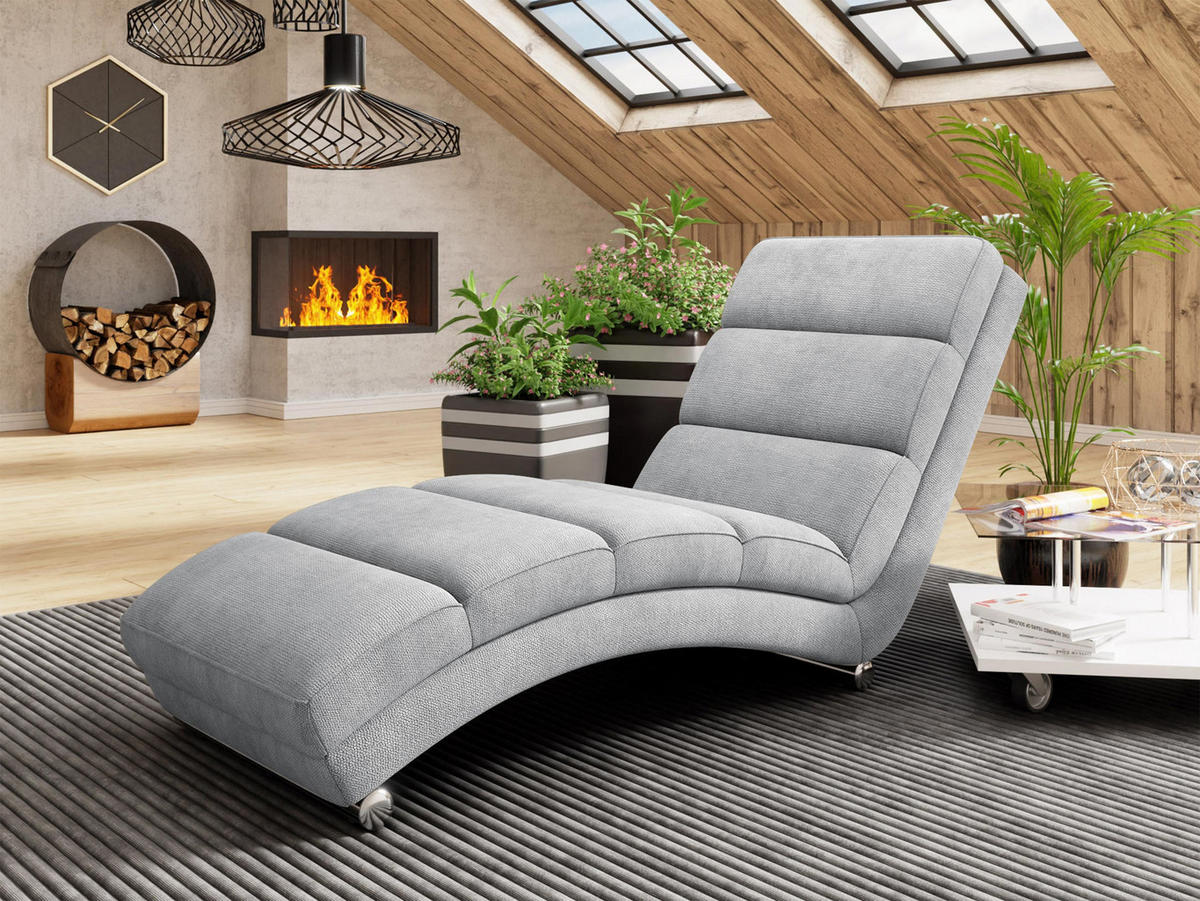 RELAXLIEGE Holiday - Chromfarben/Hellgrau, Holz/Textil (62/84/180cm) - MIRJAN24