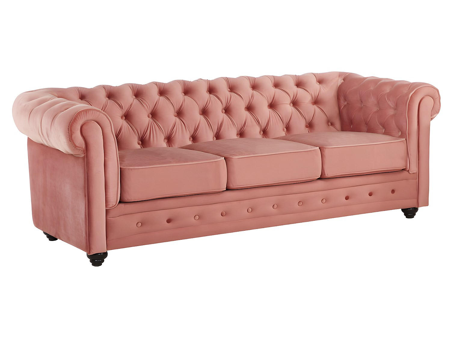 COUCHGARNITUR ohne Schlaffunktion - 5 Personen-Sitzer - Samt, Stoff - Puderrosa - - Pink, Textil (205/72/88cm) - Vente-Unique