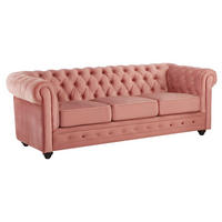 COUCHGARNITUR ohne Schlaffunktion - 5 Personen-Sitzer - Samt, Stoff - Puderrosa - - Pink, Textil (205/72/88cm) - Vente-Unique