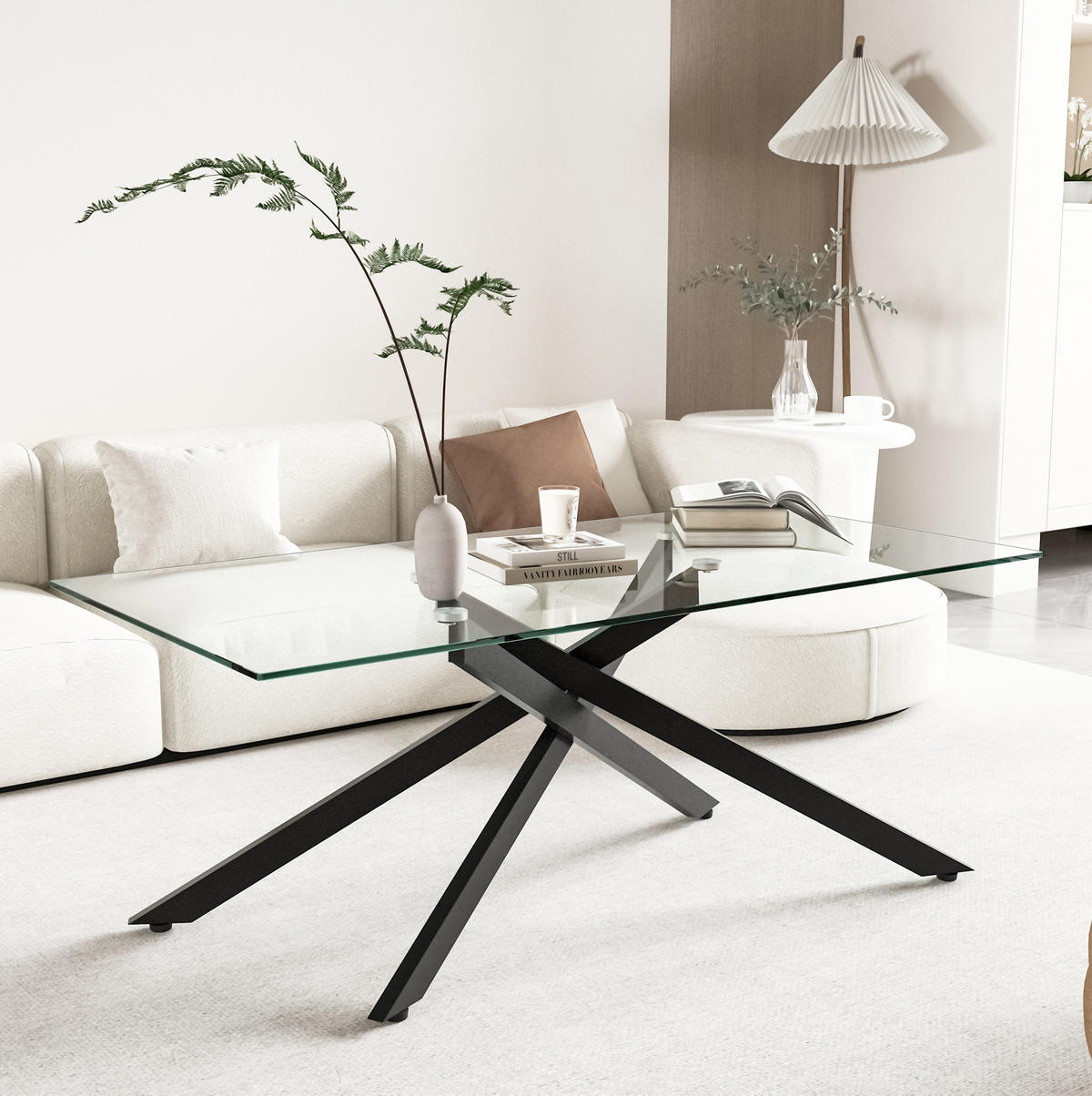 COUCHTISCH 120/60/46 cm aus Glas und Metall in Schwarz - Schwarz, Glas (120/60/46cm) - OKMYHOME